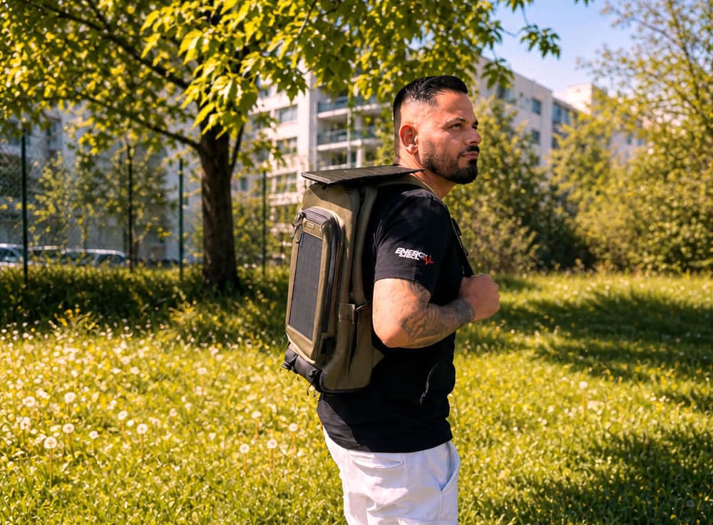 Solar-Rucksack mit mobiler Ladestation – tragbare Energie im Freien