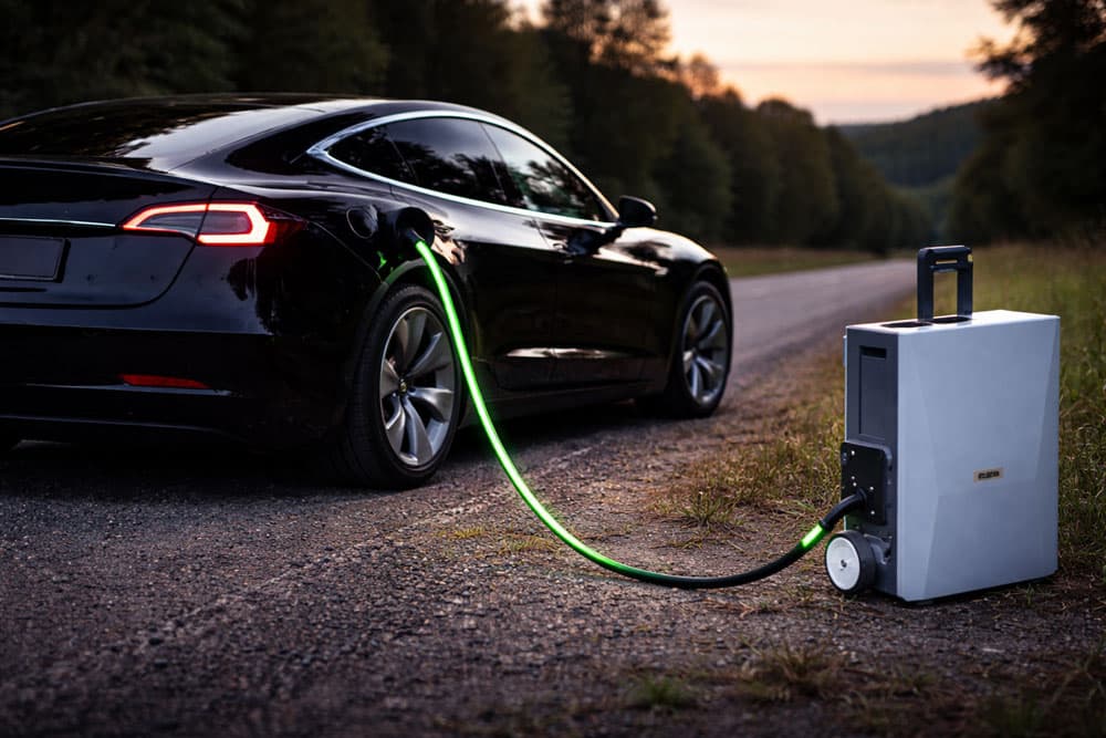 Solar-Rucksack mit integrierter Solarmodul-Front und mobiler Ladestation
